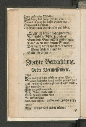Zweyte Betrachtung. Petri Vermessenheit.