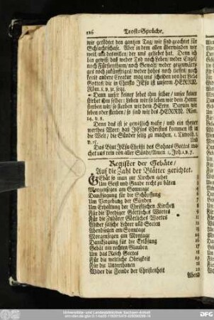 Register der Gebäte, Auf die Zahl der Blätter gerichtet.
