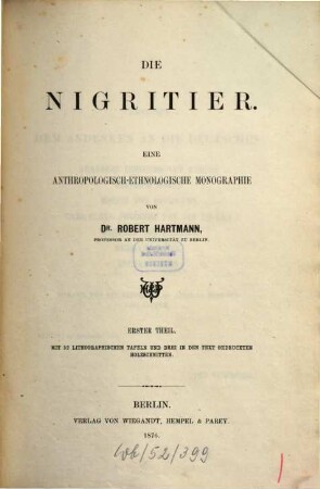 Die Nigritier : eine anthropologisch-ethnologische Monographie, 1