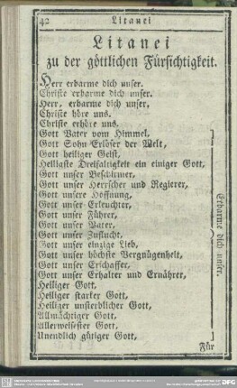 Litanei zu der göttlichen Fürsichtigkeit