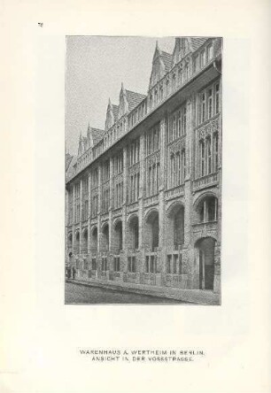 Warenhaus A. Wertheim in Berlin. Ansicht in der Vossstrasse