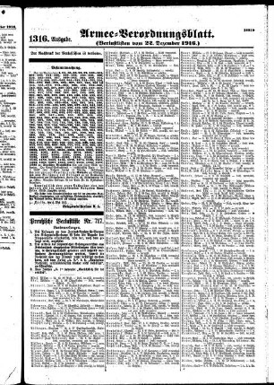 1316.Ausgabe. Freitag, 22. Dezember 1916