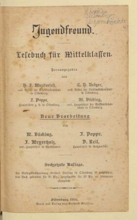 Jugendfreund : Lesebuch für Mittelklassen