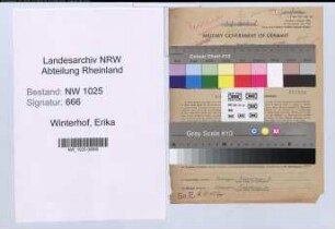 Entnazifizierung Erika Winterhof , geb. 29.11.1909 (Lehrerin)