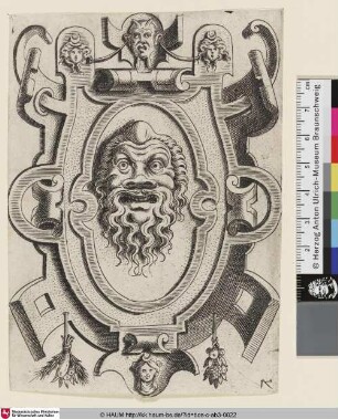 [Ornamentale Kartusche mit Maske; A mask in the centre field]