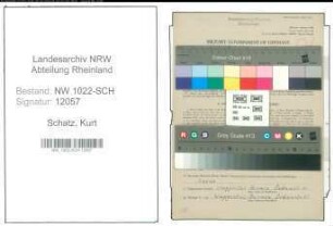 Entnazifizierung Kurt Schatz , geb. 21.02.1909 (Diakon)