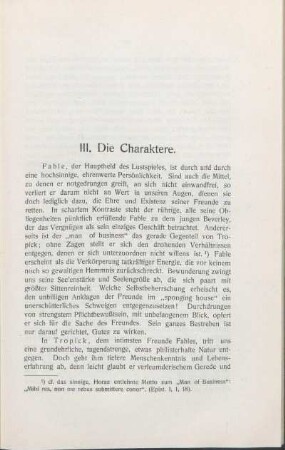 III. Die Charaktere.