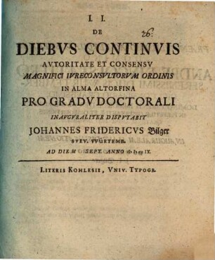 De Diebvs Continvis