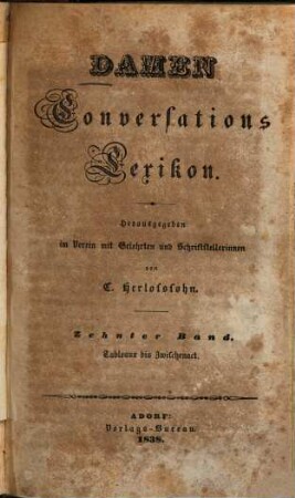 Damen-Conversations-Lexikon, 10. Tableaux bis Zwischenact