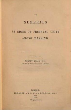 On Numerals as Signs of Primeval Unity among Mankind