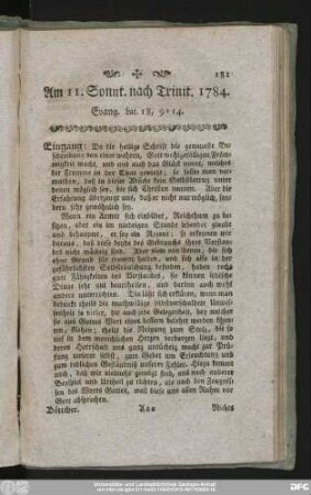 Am 11. Sonnt. nach Trinit. 1784. Evang. Luc. 18, 9 - 14.