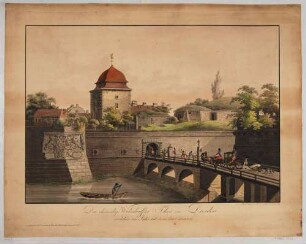 Das Wilsche Tor (Wilsdruffer Tor) an Stelle des heutigen Postplatzes in Dresden vor seiner Beseitigung 1811, Blick von außen