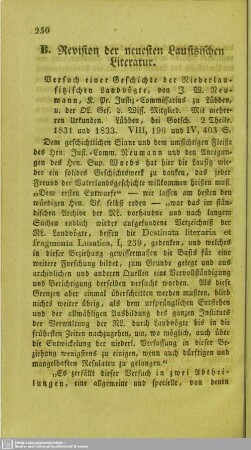 B. Revision der neuesten Lausitzischen Literatur
