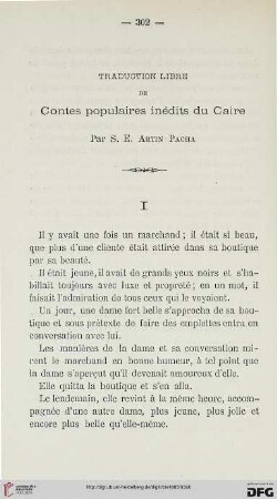 2.Ser. 6.1885: Traduction libre de contes populaires inédits du Caire