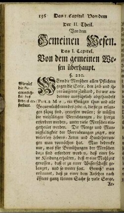 Der II. Theil. Von dem Gemeinen Wesen.