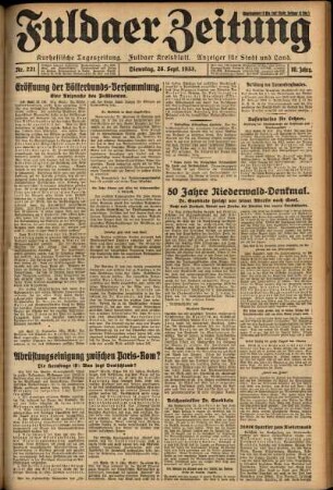 Ausgabe vom Dienstag, den 26. September 1933.