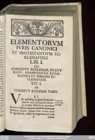 Tit. I. De Conceptu Ecclesiae Vario.