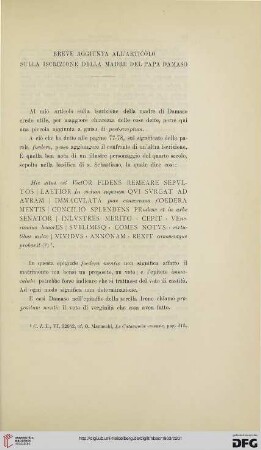 9: Breve aggiunta all'articolo sulla iscrizione della madre del papa Damaso