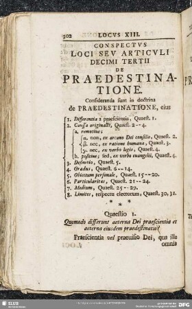 Locus XIII. De Praedestinatione