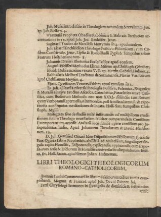 Libri Theologici Theologorum Romano-Catholicorum.