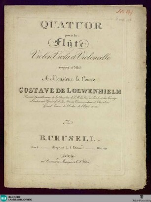 Quatuor pour la flute, violon, viola et violoncelle : Oeuv. 8