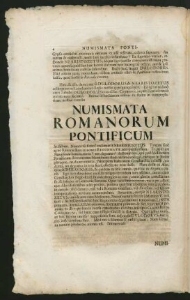 Numismata Romanorum Pontificum