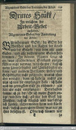 Drittes Stükk, In welchem die Arbeit-Gebet enthalten