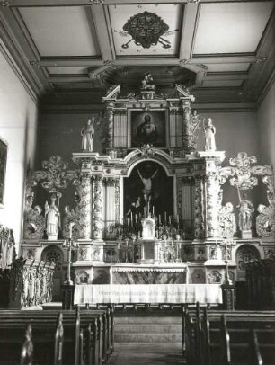 Helmstedt. Altar der Ludgerikirche : Helmstedt. Pfarrkirche Sankt Ludgeri, Altar von 1698. Holz, farbig gefaßt
