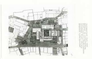 Rathaus Aschaffenburg (Diplomarbeit bei Peter Poelzig): Grundriss 1. Obergeschoss + 4.08 bis + 5.61, 1:200
