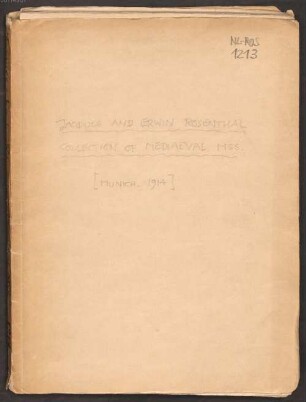 Collection of mediaeval manuscripts : catalogue of my private collection of mediaeval manuscripts (D. Erwin Rosenthal)