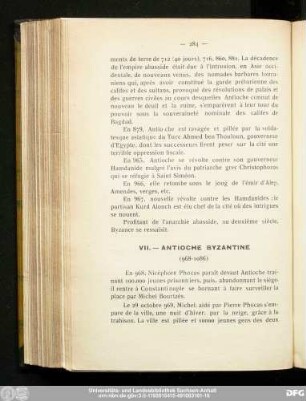 VII. — Antioche Byzantine (968-1086)