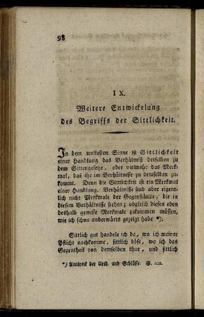 IX. Weitere Entwickelung des Begriffs der Sittlichkeit.