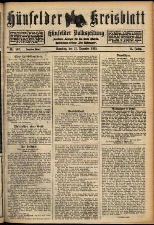 Zweite Ausgabe vom Samstag, den 12. Dezember 1925.