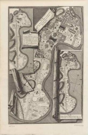Drei Pläne, die die Entwicklung des Marsfelds zeigen, aus der Folge "Il Campo Marzio dell’Antica Roma"