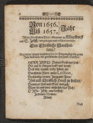 Von 1656. Biß 1657. Jahr