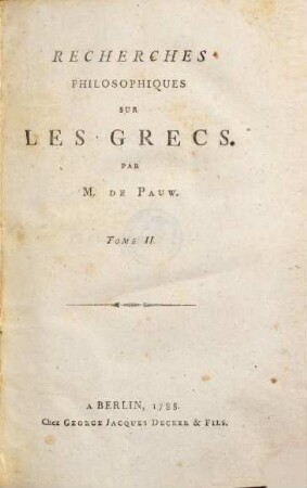Recherches philosophiques sur les Grecs, 2