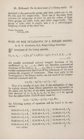 Note on the invariants of a binary sextic.