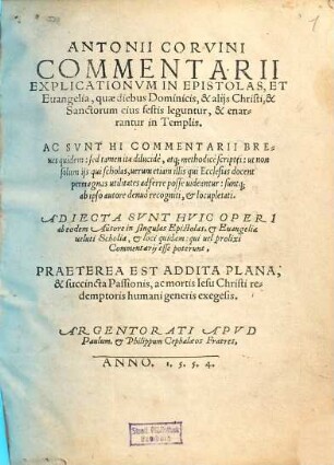 Commentarii Explicationum in Epistolas et Evangelia