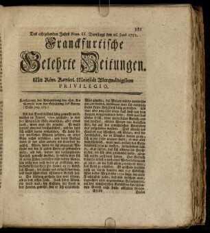 Num. LI. Dienstags den 26. Junii 1753 - Num. LX. Freytags den 27. Julii 1753