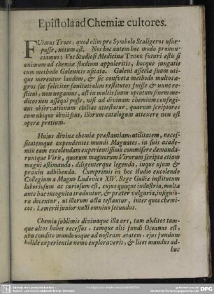 Epistola ad Chemiae cultores