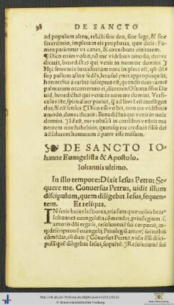 De Sancto Iohanne Evangelista et Apostolo