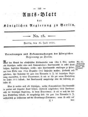 No. 28, 26. Juli 1820