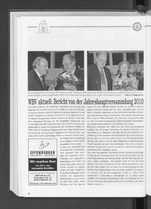 WBV aktuell: Bericht von der Jahreshauptversammlung 2010