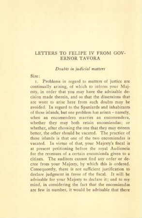 Letters to Felipe IV from Governor Tavora