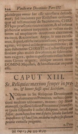 Caput XIII. Ss. Reliquias maximo semper in pretio, & honore fuisse apud Ecclesiam.