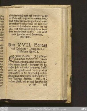 Am XVII. Sontag nach Trinitatis/ Lection aus der Epistel zun Ephes. 4.