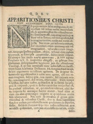 De Apparitionibus Christi Post Ascensionem Ipsius Factis.