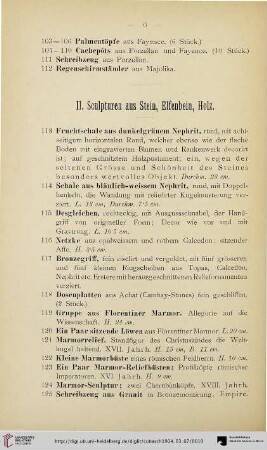 II. Sculpturen aus Stein, Elfenbein, Holz (Nr. 113-171)