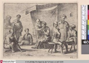 [Figuren versammelt unter einem Baldachin; Figures gathered under a canopy]