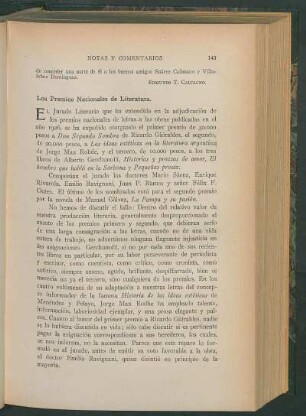 Los Premios Nacionales de Literatura